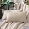 MIULEE Pack of 2 Decorative Outdoor Solid Waterproof Throw Pillow Covers Faux Linen Garden Farmhouse Cushion Cases for Summer Patio Tent Balcony Couch Sofa 16×16 Inch Navy(Beige)