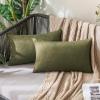 MIULEE Pack of 2 Decorative Outdoor Solid Waterproof Throw Pillow Covers Faux Linen Garden Farmhouse Cushion Cases for Summer Patio Tent Balcony Couch Sofa 16×16 Inch Navy(Olive Green)