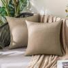 MIULEE Pack of 2 Decorative Outdoor Solid Waterproof Throw Pillow Covers Faux Linen Garden Farmhouse Cushion Cases for Summer Patio Tent Balcony Couch Sofa 16×16 Inch Navy(Khaki)