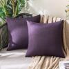 MIULEE Pack of 2 Decorative Outdoor Solid Waterproof Throw Pillow Covers Faux Linen Garden Farmhouse Cushion Cases for Summer Patio Tent Balcony Couch Sofa 16×16 Inch Navy(Purple)
