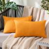 MIULEE Pack of 2 Decorative Outdoor Solid Waterproof Throw Pillow Covers Faux Linen Garden Farmhouse Cushion Cases for Summer Patio Tent Balcony Couch Sofa 16×16 Inch Navy(Pumpkin Orange)