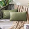 MIULEE Pack of 2 Decorative Outdoor Solid Waterproof Throw Pillow Covers Faux Linen Garden Farmhouse Cushion Cases for Summer Patio Tent Balcony Couch Sofa 16×16 Inch Navy(Dark Green)
