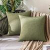 MIULEE Pack of 2 Decorative Outdoor Solid Waterproof Throw Pillow Covers Faux Linen Garden Farmhouse Cushion Cases for Summer Patio Tent Balcony Couch Sofa 16×16 Inch Navy(Dark Green)