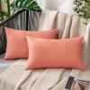 MIULEE Pack of 2 Decorative Outdoor Solid Waterproof Throw Pillow Covers Faux Linen Garden Farmhouse Cushion Cases for Summer Patio Tent Balcony Couch Sofa 16×16 Inch Navy(Blush Pink)