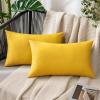 MIULEE Pack of 2 Decorative Outdoor Solid Waterproof Throw Pillow Covers Faux Linen Garden Farmhouse Cushion Cases for Summer Patio Tent Balcony Couch Sofa 16×16 Inch Navy(Mustard Yellow)