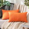 MIULEE Pack of 2 Decorative Outdoor Solid Waterproof Throw Pillow Covers Faux Linen Garden Farmhouse Cushion Cases for Summer Patio Tent Balcony Couch Sofa 16×16 Inch Navy(Bright Orange)