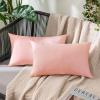 MIULEE Pack of 2 Decorative Outdoor Solid Waterproof Throw Pillow Covers Faux Linen Garden Farmhouse Cushion Cases for Summer Patio Tent Balcony Couch Sofa 16×16 Inch Navy(Light Pink)