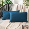 MIULEE Pack of 2 Decorative Outdoor Solid Waterproof Throw Pillow Covers Faux Linen Garden Farmhouse Cushion Cases for Summer Patio Tent Balcony Couch Sofa 16×16 Inch Navy(Blue)