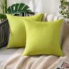 MIULEE Pack of 2 Decorative Outdoor Solid Waterproof Throw Pillow Covers Faux Linen Garden Farmhouse Cushion Cases for Summer Patio Tent Balcony Couch Sofa 16×16 Inch Navy(Green)