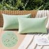 MIULEE Pack of 2 Decorative Outdoor Solid Waterproof Throw Pillow Covers Faux Linen Garden Farmhouse Cushion Cases for Summer Patio Tent Balcony Couch Sofa 16×16 Inch Navy(Sage Green)