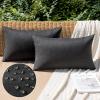 MIULEE Pack of 2 Decorative Outdoor Solid Waterproof Throw Pillow Covers Faux Linen Garden Farmhouse Cushion Cases for Summer Patio Tent Balcony Couch Sofa 16×16 Inch Navy(Black)
