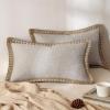 MIULEE Pack of 2 Decorative Throw Pillow Covers Modern Farmhouse Outdoor Summer Pillow Covers Neutral Linen Burlap Pillowcases Cushions for Couch Bed Living Room Sofa, Light Blue 18 x 18 inches(Greyish White)