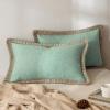 MIULEE Pack of 2 Decorative Throw Pillow Covers Modern Farmhouse Outdoor Summer Pillow Covers Neutral Linen Burlap Pillowcases Cushions for Couch Bed Living Room Sofa, Light Blue 18 x 18 inches(Aqua)