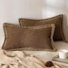 MIULEE Pack of 2 Decorative Throw Pillow Covers Modern Farmhouse Outdoor Summer Pillow Covers Neutral Linen Burlap Pillowcases Cushions for Couch Bed Living Room Sofa, Light Blue 18 x 18 inches(Brown)