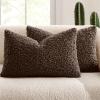 MIULEE Pack of 2 Throw Pillow Covers 18×18 Inch Neutral Khaki Faux Fur Decorative Sherpa Pillow Covers Fuzzy Accent Soft Sheepskin Fleece Cushion Cases for Boho Home Decor Couch Living Room Bed(Chocolate)