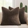 MIULEE Pack of 2 Throw Pillow Covers 18×18 Inch Neutral Khaki Faux Fur Decorative Sherpa Pillow Covers Fuzzy Accent Soft Sheepskin Fleece Cushion Cases for Boho Home Decor Couch Living Room Bed(Chocolate)