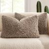 MIULEE Pack of 2 Throw Pillow Covers 18×18 Inch Neutral Khaki Faux Fur Decorative Sherpa Pillow Covers Fuzzy Accent Soft Sheepskin Fleece Cushion Cases for Boho Home Decor Couch Living Room Bed(Khaki)