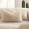 MIULEE Pack of 2 Throw Pillow Covers 18×18 Inch Neutral Khaki Faux Fur Decorative Sherpa Pillow Covers Fuzzy Accent Soft Sheepskin Fleece Cushion Cases for Boho Home Decor Couch Living Room Bed(Neutral Oatmeal)