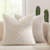 MIULEE Pack of 2 Throw Pillow Covers 18×18 Inch Neutral Khaki Faux Fur Decorative Sherpa Pillow Covers Fuzzy Accent Soft Sheepskin Fleece Cushion Cases for Boho Home Decor Couch Living Room Bed(Neutral Light Beige)