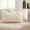 MIULEE Pack of 2 Throw Pillow Covers 18×18 Inch Neutral Khaki Faux Fur Decorative Sherpa Pillow Covers Fuzzy Accent Soft Sheepskin Fleece Cushion Cases for Boho Home Decor Couch Living Room Bed(Neutral White)