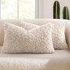 MIULEE Pack of 2 Throw Pillow Covers 18×18 Inch Neutral Khaki Faux Fur Decorative Sherpa Pillow Covers Fuzzy Accent Soft Sheepskin Fleece Cushion Cases for Boho Home Decor Couch Living Room Bed(Neutral Light Beige)