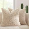 MIULEE Pack of 2 Throw Pillow Covers 18×18 Inch Neutral Khaki Faux Fur Decorative Sherpa Pillow Covers Fuzzy Accent Soft Sheepskin Fleece Cushion Cases for Boho Home Decor Couch Living Room Bed(Neutral Oatmeal)