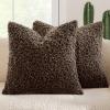 MIULEE Pack of 2 Throw Pillow Covers 18×18 Inch Neutral Khaki Faux Fur Decorative Sherpa Pillow Covers Fuzzy Accent Soft Sheepskin Fleece Cushion Cases for Boho Home Decor Couch Living Room Bed(Chocolate)