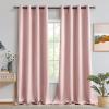 MIULEE Room Darkening Curtains Thermal Insulated Black Out Drapes Solid Window Treatment Grommet Light Blocking Blackout Curtain for Living Room Bedroom 2 Panels Set 52 x 54 inch Length Olive Green(Baby Pink)
