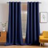 MIULEE Room Darkening Curtains Thermal Insulated Black Out Drapes Solid Window Treatment Grommet Light Blocking Blackout Curtain for Living Room Bedroom 2 Panels Set 52 x 54 inch Length Olive Green(Navy Blue)