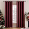 MIULEE Room Darkening Curtains Thermal Insulated Black Out Drapes Solid Window Treatment Grommet Light Blocking Blackout Curtain for Living Room Bedroom 2 Panels Set 52 x 54 inch Length Olive Green(Wine Red)