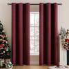 MIULEE Room Darkening Curtains Thermal Insulated Black Out Drapes Solid Window Treatment Grommet Light Blocking Blackout Curtain for Living Room Bedroom 2 Panels Set 52 x 54 inch Length Olive Green(Wine Red)