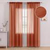 MIULEE Terracotta Linen Textured Sheer Curtains 2 Panels for Bedroom/Living Room Semi Transparent Voile Rust Boho Farmhouse Fall Decor Window Drapes Rod Pocket, W 54 x L 90 Inches Long(Terracotta)