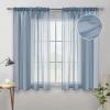 MIULEE Terracotta Linen Textured Sheer Curtains 2 Panels for Bedroom/Living Room Semi Transparent Voile Rust Boho Farmhouse Fall Decor Window Drapes Rod Pocket, W 54 x L 90 Inches Long(Dusty Blue)