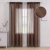 MIULEE Terracotta Linen Textured Sheer Curtains 2 Panels for Bedroom/Living Room Semi Transparent Voile Rust Boho Farmhouse Fall Decor Window Drapes Rod Pocket, W 54 x L 90 Inches Long(Chocolate Brown)