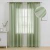 MIULEE Terracotta Linen Textured Sheer Curtains 2 Panels for Bedroom/Living Room Semi Transparent Voile Rust Boho Farmhouse Fall Decor Window Drapes Rod Pocket, W 54 x L 90 Inches Long(Sage)