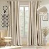MIULEE 100% Blackout Linen Curtains 84 inches Long 2 Panels Back Tab Bedroom Drapes Living Room Black Out Window Treatments Thermal Insulated Room Darkening Rod Pocket, Natural Cream Beige