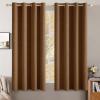 MIULEE 90 Inches Linen Textured Curtains for Bedroom 100% Blackout Thermal Insulated Natural Beige Grommet Room Darkening Curtains & Drapes Luxury Decor for Living Room Nursery 52 x 90 Inch (2 Panels)(Brown)