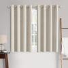 MIULEE 90 Inches Linen Textured Curtains for Bedroom 100% Blackout Thermal Insulated Natural Beige Grommet Room Darkening Curtains & Drapes Luxury Decor for Living Room Nursery 52 x 90 Inch (2 Panels)(Birch)