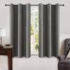 MIULEE 90 Inches Linen Textured Curtains for Bedroom 100% Blackout Thermal Insulated Natural Beige Grommet Room Darkening Curtains & Drapes Luxury Decor for Living Room Nursery 52 x 90 Inch (2 Panels)(Dark Grey)