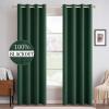 MIULEE 90 Inches Linen Textured Curtains for Bedroom 100% Blackout Thermal Insulated Natural Beige Grommet Room Darkening Curtains & Drapes Luxury Decor for Living Room Nursery 52 x 90 Inch (2 Panels)(Emerald Green)