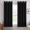 MIULEE 90 Inches Linen Textured Curtains for Bedroom 100% Blackout Thermal Insulated Natural Beige Grommet Room Darkening Curtains & Drapes Luxury Decor for Living Room Nursery 52 x 90 Inch (2 Panels)(Black)