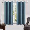 MIULEE 90 Inches Linen Textured Curtains for Bedroom 100% Blackout Thermal Insulated Natural Beige Grommet Room Darkening Curtains & Drapes Luxury Decor for Living Room Nursery 52 x 90 Inch (2 Panels)(Dusty Blue)