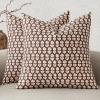 MIULEE Block Print Pillow Covers 18×18 Inch Set of 2, Vintage Floral Throw Pillow Cases Neutral Linen Farmhouse Cushion Covers for Couch Sofa Bed Chair Living Room, Dusty Blue(Brown)