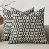 MIULEE Block Print Pillow Covers 18×18 Inch Set of 2, Vintage Floral Throw Pillow Cases Neutral Linen Farmhouse Cushion Covers for Couch Sofa Bed Chair Living Room, Dusty Blue(Black)