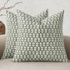 MIULEE Block Print Pillow Covers 18×18 Inch Set of 2, Vintage Floral Throw Pillow Cases Neutral Linen Farmhouse Cushion Covers for Couch Sofa Bed Chair Living Room, Dusty Blue(Sage Green)