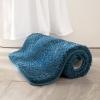 MIULEE Burnt Orange Extra Thick Non Slip Bathroom Rug Fall Shaggy Soft Bath Mat Plush Microfiber Absorbent Water for Shower Tub Machine Washable (16×24 Inches)(Navy Blue)