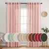 MIULEE Chocolate Brown Linen Curtains 90 Inch Long for Bedroom Living Room, Soft Thick Linen Textured Window Drapes Semi Sheer Light Filtering Back Tab Rod Pocket Burlap Look Decor, 2 Panels(Blush Pink)