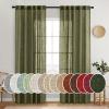 MIULEE Chocolate Brown Linen Curtains 90 Inch Long for Bedroom Living Room, Soft Thick Linen Textured Window Drapes Semi Sheer Light Filtering Back Tab Rod Pocket Burlap Look Decor, 2 Panels(Light Olive Green)