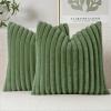 MIULEE Faux Fur Decorative Throw Pillow Covers 18×18 Inch Set of 2, Coastal Modern Art Spring Home Decor Soft Plush Couch Pillows Cozy Fluffy Cushion Covers for Sofa Bed Grey Blue(Moss Green)