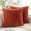MIULEE Faux Fur Decorative Throw Pillow Covers 18×18 Inch Set of 2, Coastal Modern Art Spring Home Decor Soft Plush Couch Pillows Cozy Fluffy Cushion Covers for Sofa Bed Grey Blue(Rust)